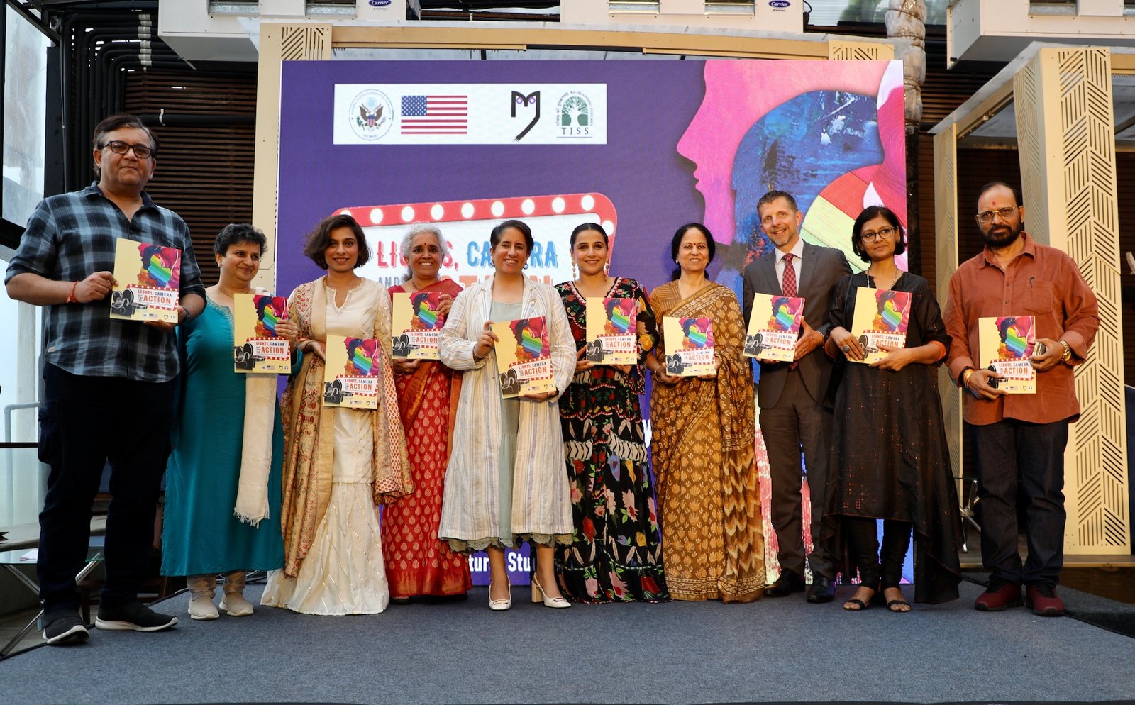 Actors Vidya Balan, Nandita Das, and Academy Award-Winner Guneet Monga Kapoor released TISS research report on gender representation in Hindi cinema funded by a research grant from the US Consulate General in Mumbai